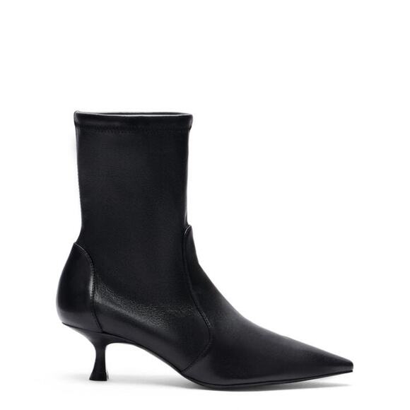 Stuart Weitzman $650 NAOMI 50 Ankle Booties Sz 6 NIB Black Nappa Leather Kitten - Picture 5 of 16